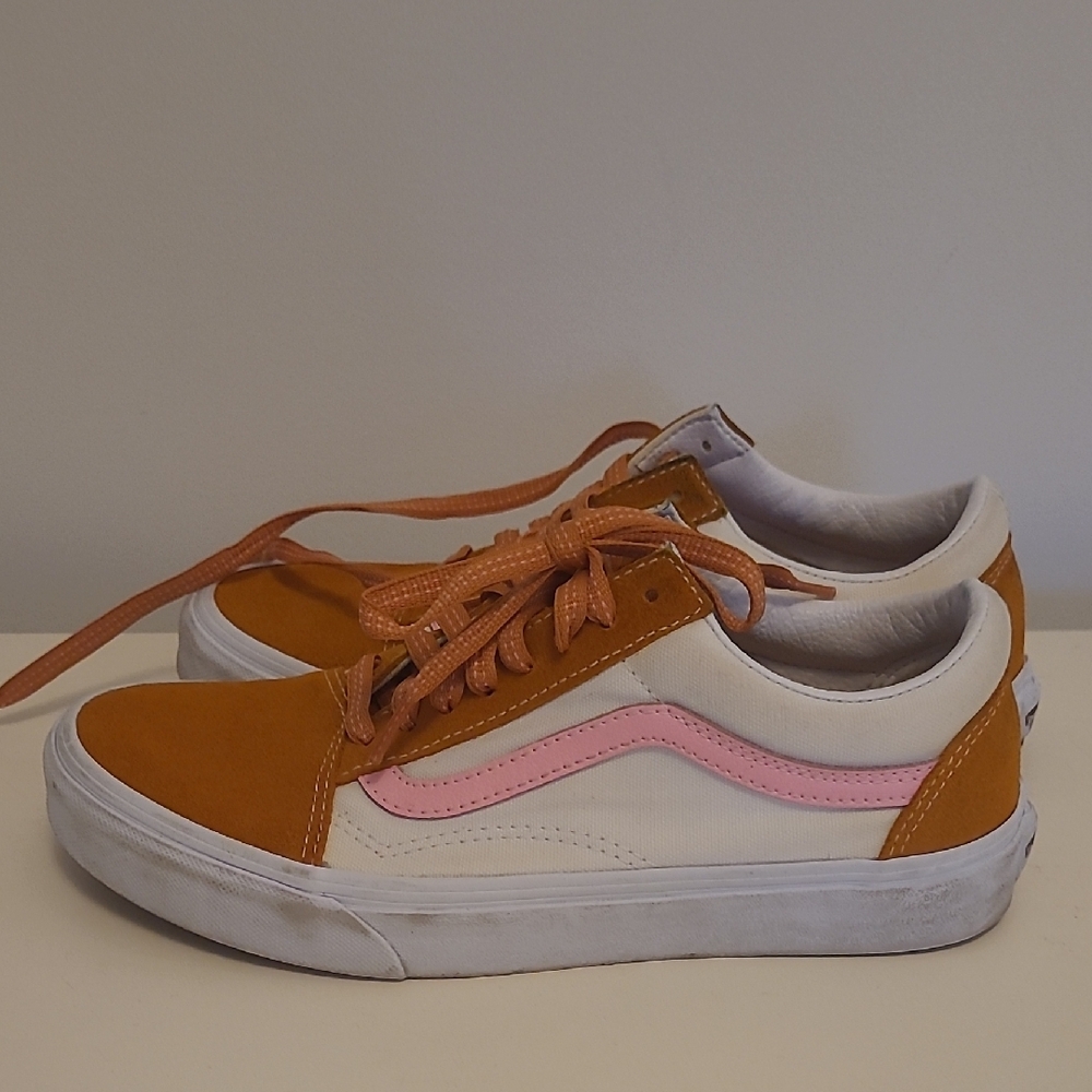 Vans Women's White, Orange, and Pink Sneakers - Picture 8 of 12
